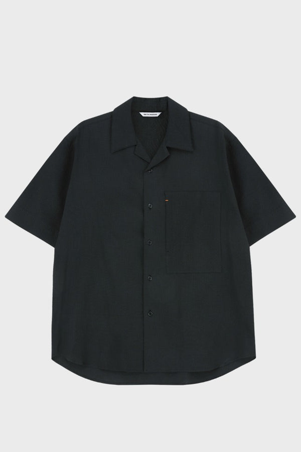 RIVER Seersucker Half Shirt Black
