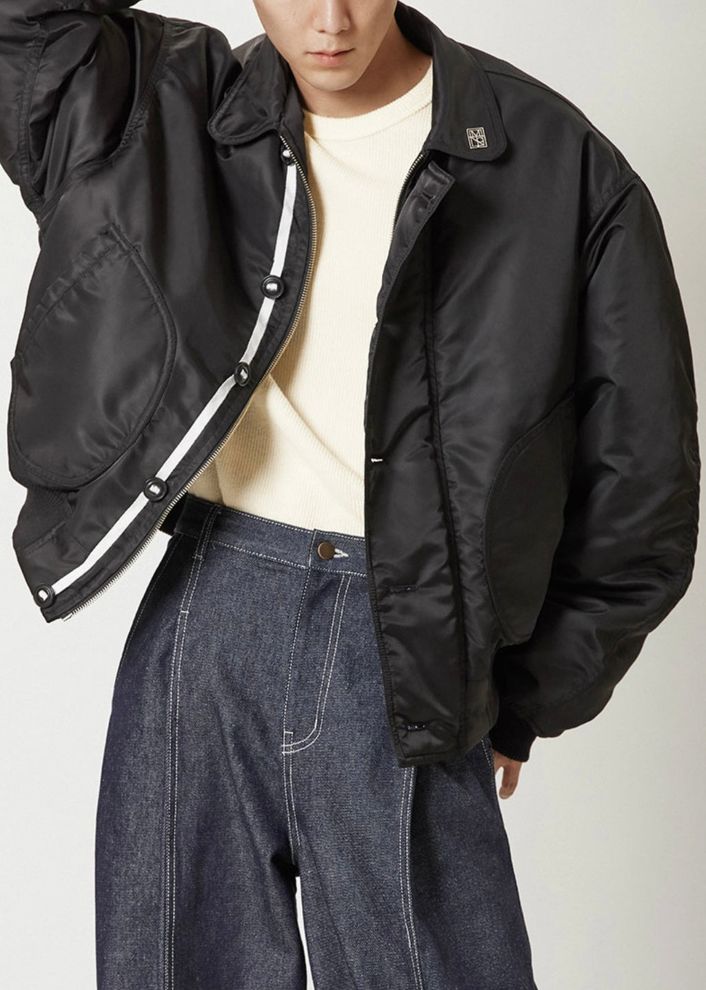 NYLON DECK BOMBER JACKET BLACK