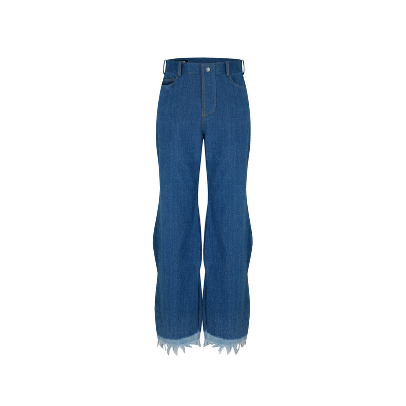 BLEACHED FRINGE CURLY JEANS